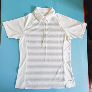 Elevate WebTec Golf polo shirt active wear women's size S white w grey pattern
